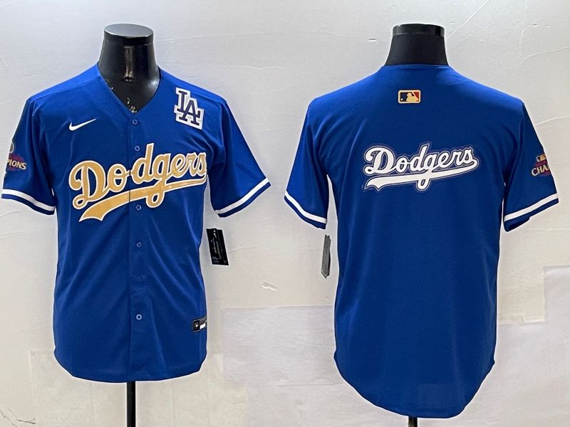Men Los Angeles Dodgers Blank Blue Champion gold character 2025 Nike MLB Jersey style 16->los angeles dodgers->MLB Jersey
